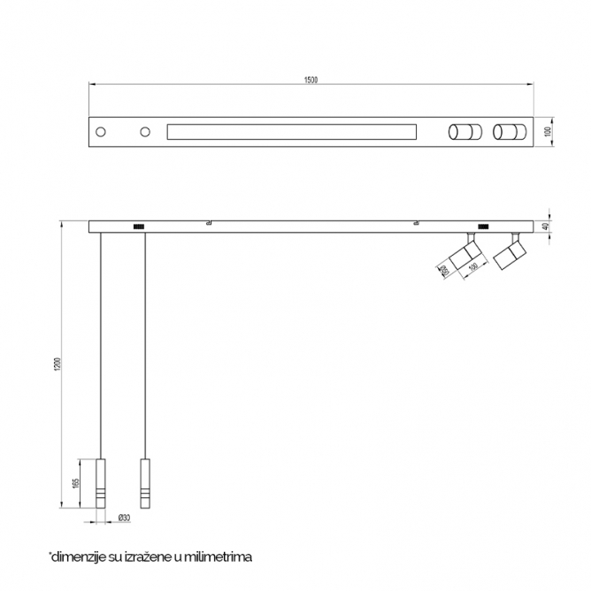 VESTA 484 visilica/plafonska svetiljka 33W+2*5W+2*6W 3000K mali ali online prodavnica online prodaja internet kupovina