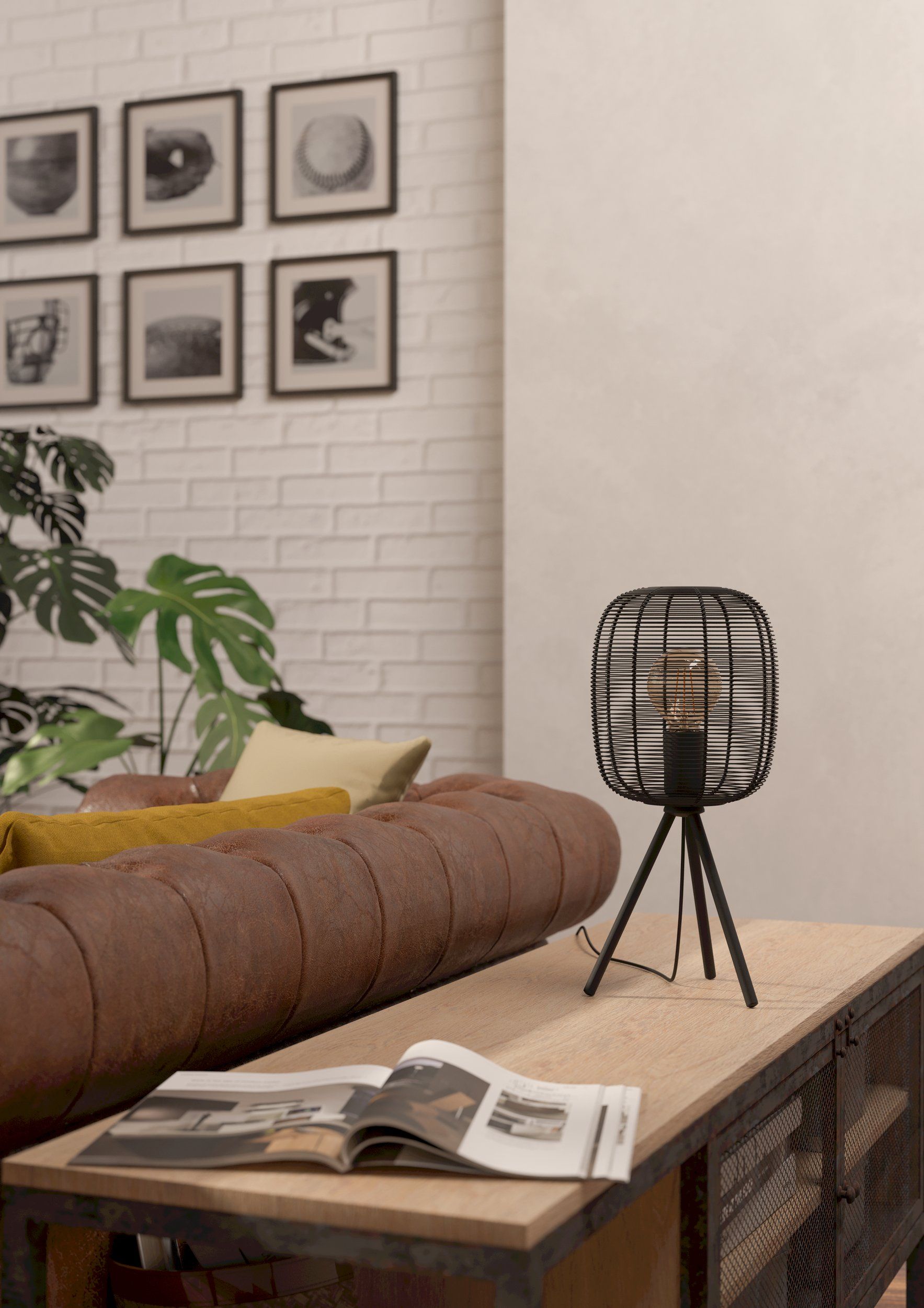 EGLO RINROE 43967 – stona lampa, crna, u enterijeru