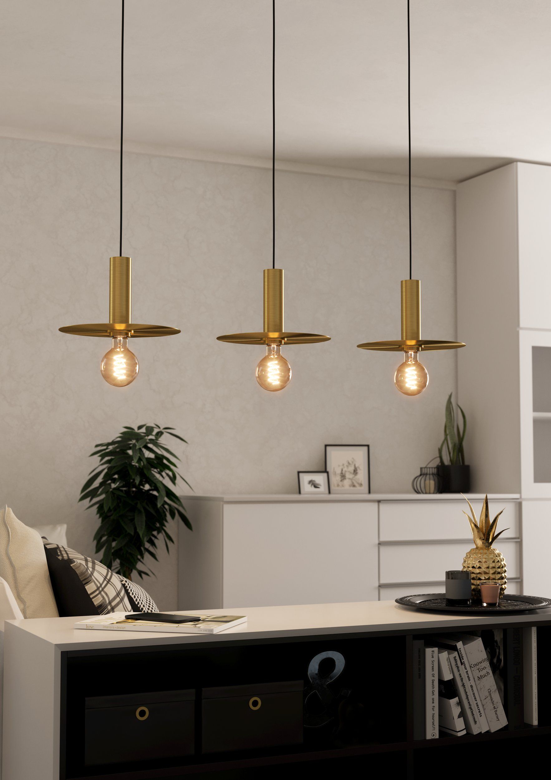 EGLO ESCANDELL 900732 – visilica, crna, boja brušenog mesinga, prikaz 2