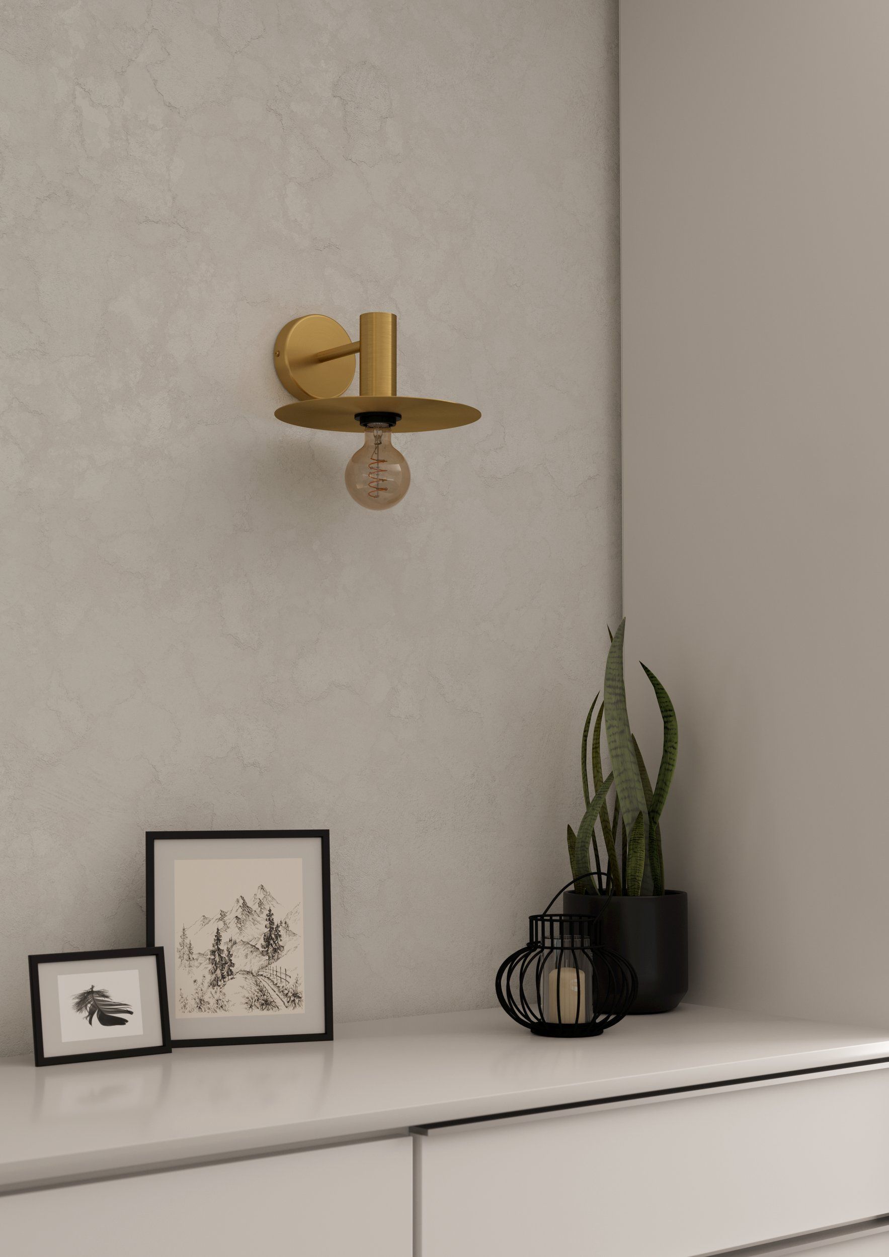 EGLO ESCANDELL 900733 – zidna lampa, boja brušenog mesinga, u enterijeru