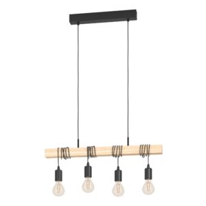 EGLO TOWNSHEND 43512 – visilica, drvena greda, 4 E27 grla
